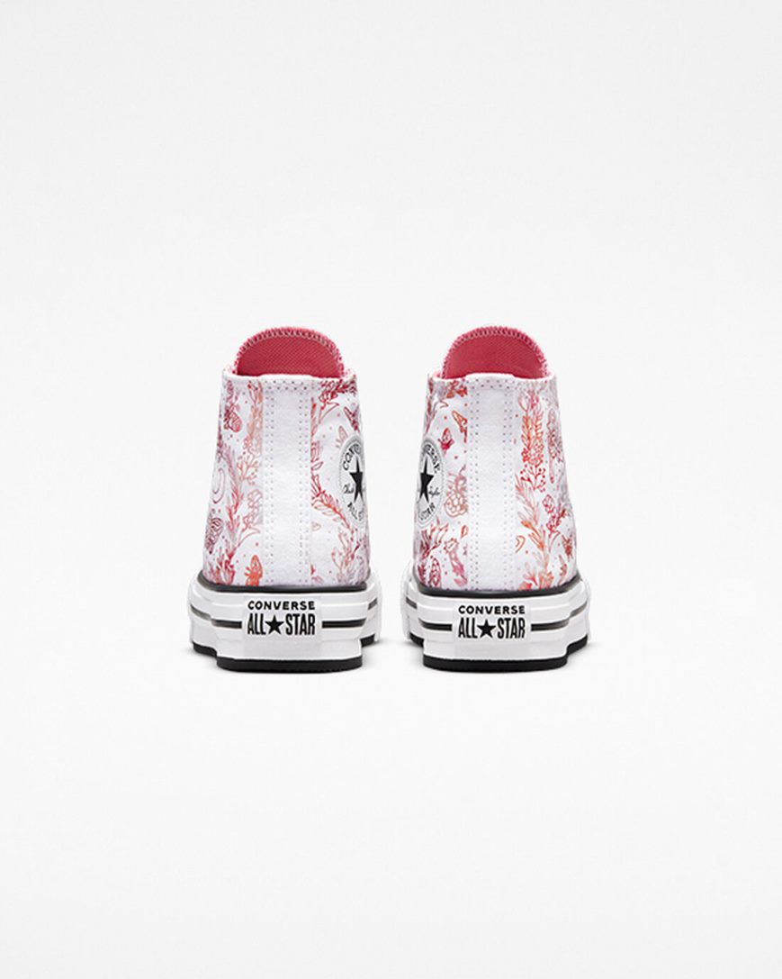 Girls' Converse Chuck Taylor All Star EVA Lift Butterfly Shine High Top Platform Shoes White / Pink / Black | AU C659EK